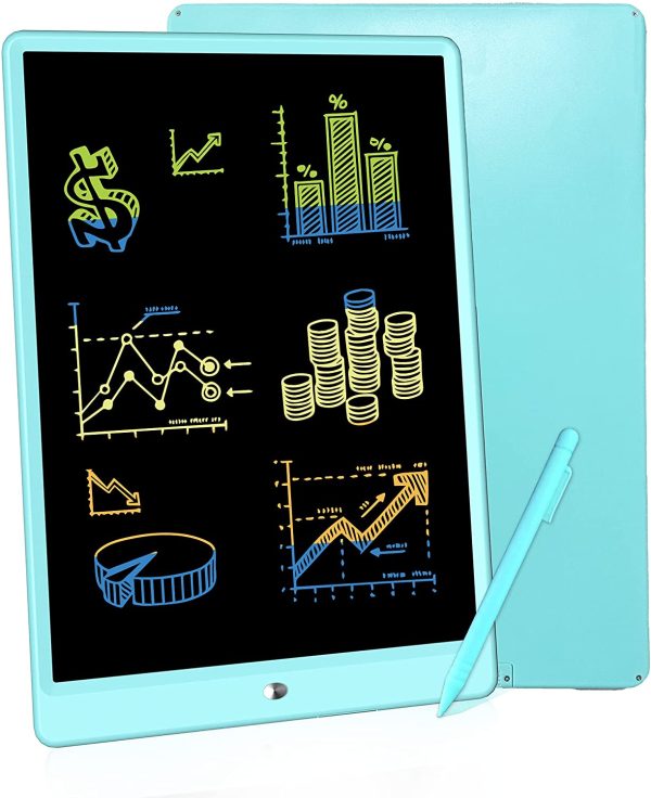 Tavoletta Grafica LCD Scrittura Digitale, 13.5 pollici Ewriter Tavolo da Disegno Magnetico, Elettronica LCD Writing Tablet Lavagna Cancellabile per Bambini Della Scuola Ufficio Progettist(Blu) - immagine 5