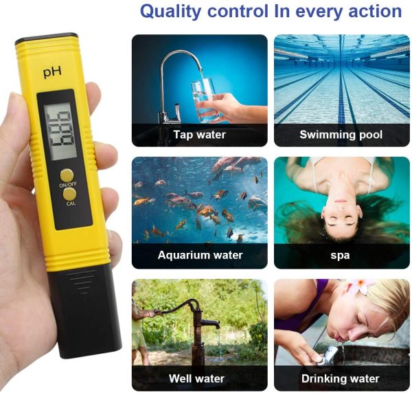 RUIZHI - Misuratore di pH digitale, misuratore di pH di 0,01 PH ad alta precisione, con intervallo di misurazione 0-14 PH per uso domestico, piscina e acquario, con ATC - immagine 2