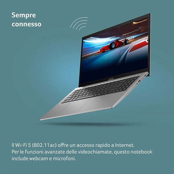 Aspire 1 A114-33-C90V Notebook Con Processore Intel Celeron N4500, Ram 4 GB DDR4, eMMC 128 GB, Display 14" IPS FHD LED LCD, Scheda Grafica Intel UHD, Argento - immagine 2