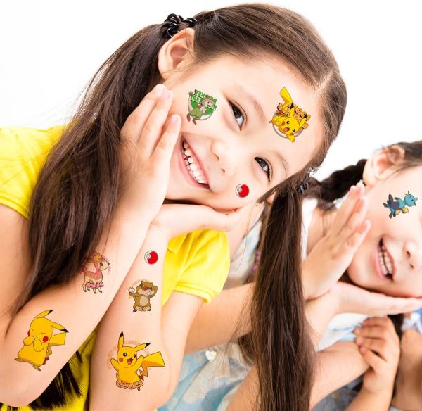 Tatuaggi Temporanei per Bambini, Pokemon Tatuaggi Sticker 7 Fogli, Temporanei Adesivi Per La Pelle, Adesivi Tatuaggi Set, Faccia Adesivi Temporanei per Festa di Compleanno Bambina Ragazzo Regali - immagine 5