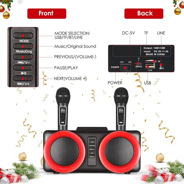 Macchina per karaoke Bluetooth ricaricabile Suono di altissima qualit?? | Un pulsante per rimuovere il suono originale | 2 microfoni di ricarica wireless Impianto Karaoke Kit Karaoke - immagine 2