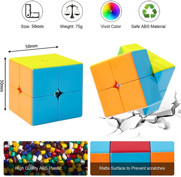 Roxenda Speed Cube, Qiyi 2x2 Cube Stickerless - Solido Durevole & Tornitura Regolare, Il Miglior Giocattolo Magico di Puzzle 3D - Gira pi?? Velocemente Dell'originale - immagine 5