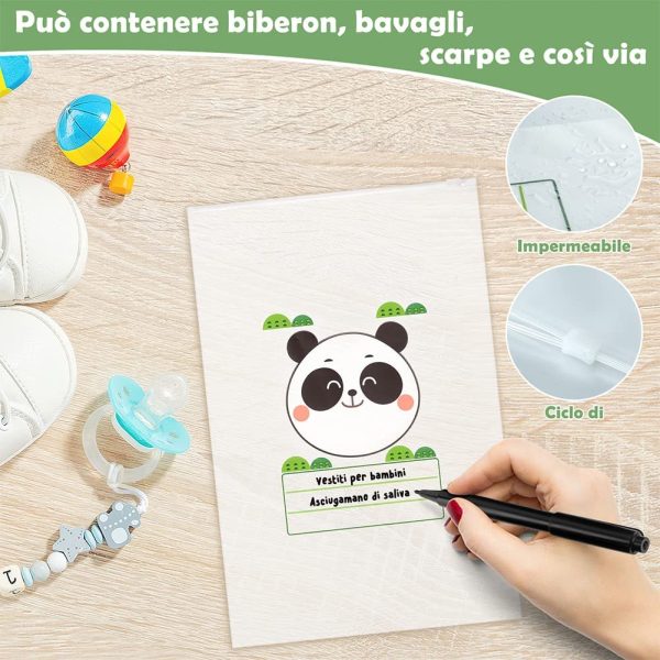 Foenguy 12 Bustine Corredino Neonato Sacchetti Cambio Neonato Buste per Valigia Ospedale Future Mamme Borsa Parto Ospedale Lista Nascita Beb?? Due specifiche37*25cm/25*25cm con Cursore Ermetico (Panda) - immagine 7