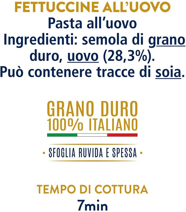 Agnesi Fettuccine All'Uovo, Pasta All'Uovo Festaiola, Confezione Compostabile da 250 Grammi