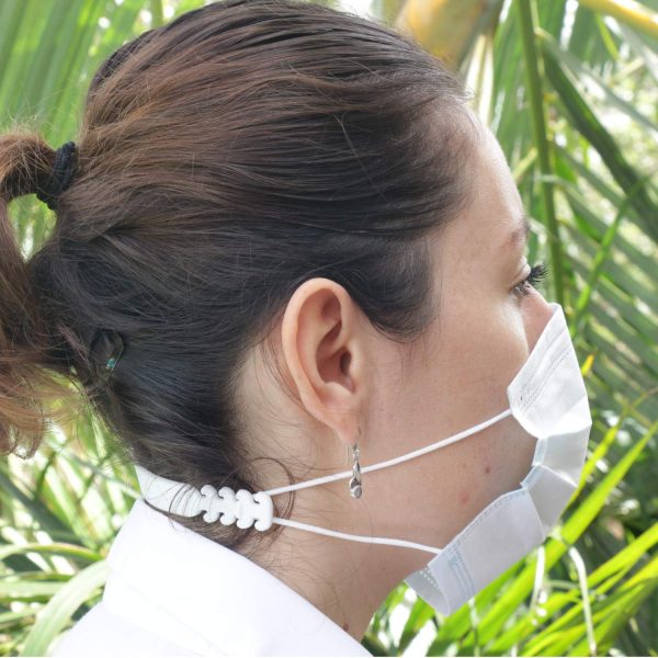 7 Ganci per Mascherine Antiscivolo, Cinghia di Prolunga per Maschera, Estendi Gancio Antiscivolo per Mascherina Fascetta di Estensione per Elastici delle Mascherine?? (Bianco - Pack 7) - immagine 2