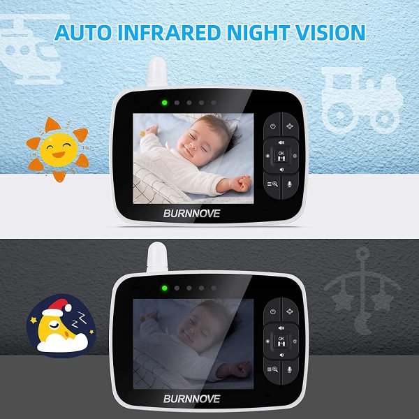 Baby Monitor 3.5 Pollici Baby Video Camera Remota Direzionale 2x Zoom Digitale con Modalit?? ECO Attivazione Vocale Visione Notturna Controllo Remoto Temperatura Stanza Ninne Nanne - immagine 7