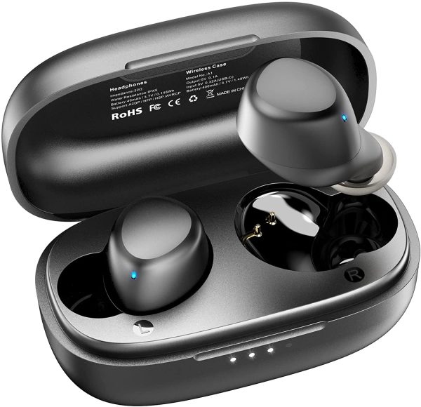 A1 Mini Wireless Auricolari Bluetooth 5.3 in Ear Cuffie leggere Microfono incorporato Cuffie con connessione a lunga distanza Immersive Premium Sound (Compatibili per l'orecchio piccolo), Nero - immagine 2