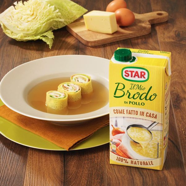 Star Il Mio Brodo Di Pollo, 1lt, Brodo Liquido Pronto, Senza Conservanti, Senza Glutammato Aggiunto, Senza Glutine,100% Naturale, Ideale Per Zuppe E Risotto, 1000 Millilitro