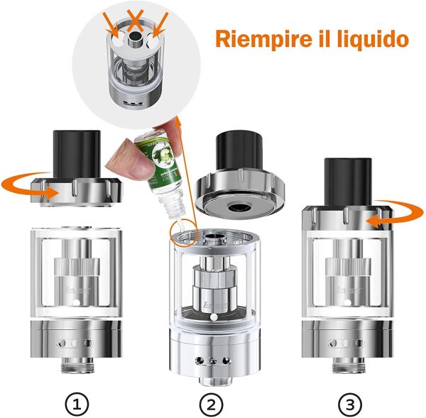 Sigaretta Elettronica Svapo Kit Completo, E Sigaretta/Shisha Box Mod, Ricaricabile 2200mAh Batteria, 2.0ml Atomizzatore Top Refill, E Cig, Prodotto Senza Nicotina, No E-Liquido - immagine 4