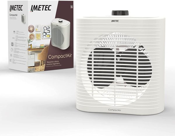 Compact Air, Termoventilatore piccolo e potente, Stufetta Elettrica, 2000 W, maniglia integrata, temperatura regolabile, funzione antigelo, dispositivo di protezione dai surriscaldamenti