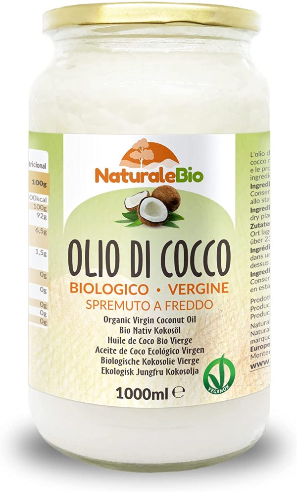 Olio di Cocco Biologico Vergine 1000 ml. Crudo e Spremuto a Freddo. Organico e Naturale. Bio Nativo e non Raffinato. Origine Sri Lanka. NATURALEBIO - immagine 5