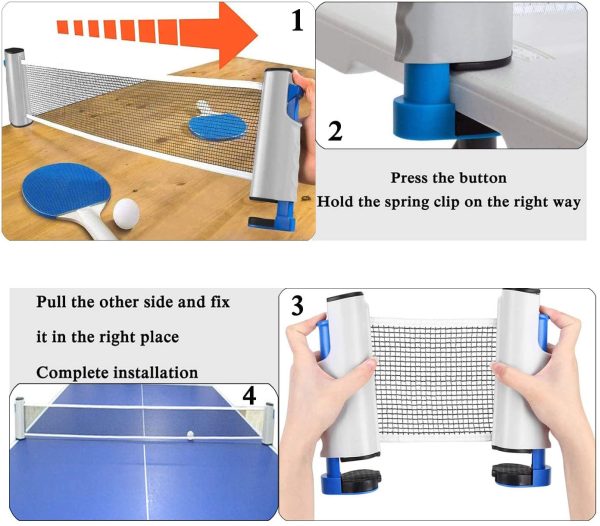 YOUYIKE Rete da Ping Pong, Regolabile Accessori da Ping Pong, Portatile e Estraibile Rete da Tavolo, Allungabile Fino a 190 CM, per attivit?? all'aperto al Coperto - immagine 2