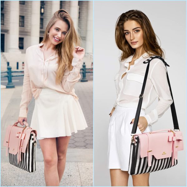 Borsa Porta PC Donna, Borsa Lavoro Cartella Borse per 15.6 Pollici Computer PC Portatile, Grande Borsa Messenger Portadocumenti Borsa Tracolla Ventiquattrore per Ufficio Universit?? Scuola, Rosa - immagine 4