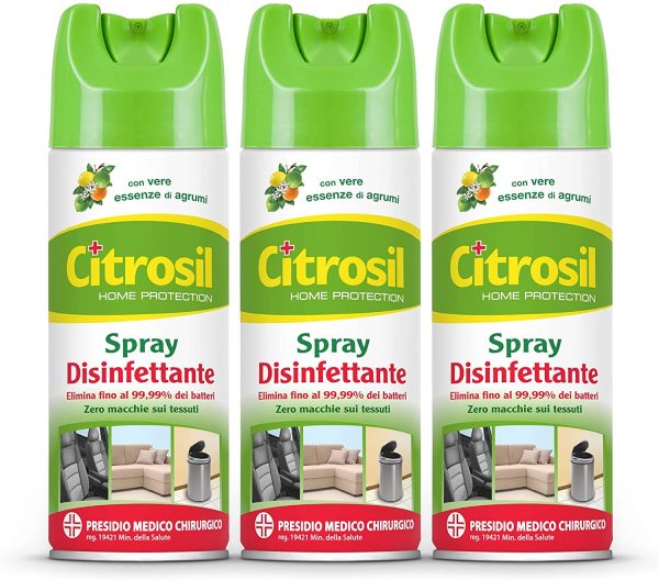 Citrosil Home Protection - Spray Disinfettante Superfici Multiuso, Elimina Fino al 99,9% dei Batteri, con Vere Essenze di Agrumi, 300 ml x 3 Confezioni - immagine 2