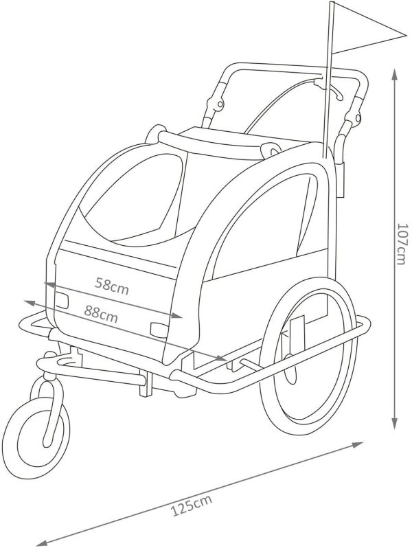 HOMCOM Rimorchio Bici Rimorchio Bambini Bicicletta Bimbi Gancio Acciaio Sicuro - immagine 2