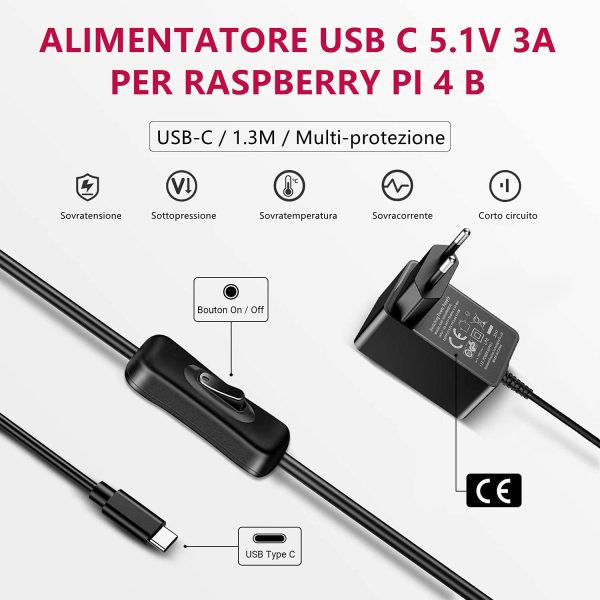 Raspberry Pi 4 Model B 8GB RAM Kit, RPi Barebone con MicroSD Card 128GB, Type C Alimentatore 5.1V 3A, 2 Micro HDMI Cavi, Ventola, Raspberry Pi4 Custodia Rossa, Lettore di Scheda -RPi 8128 - immagine 3