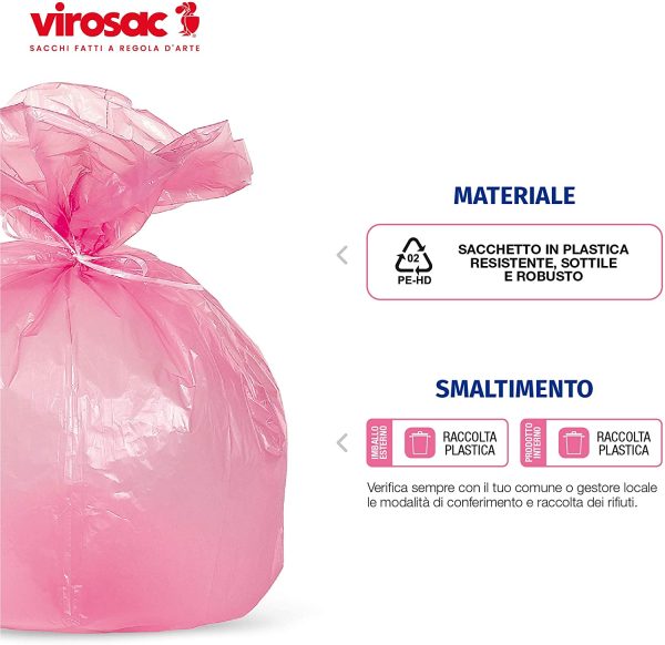 Virosac Sacco per Bagno Set Includere 60 Borse Bianche e 60 Borse Rosa, 42 cm x 55 cm Taglia - immagine 6