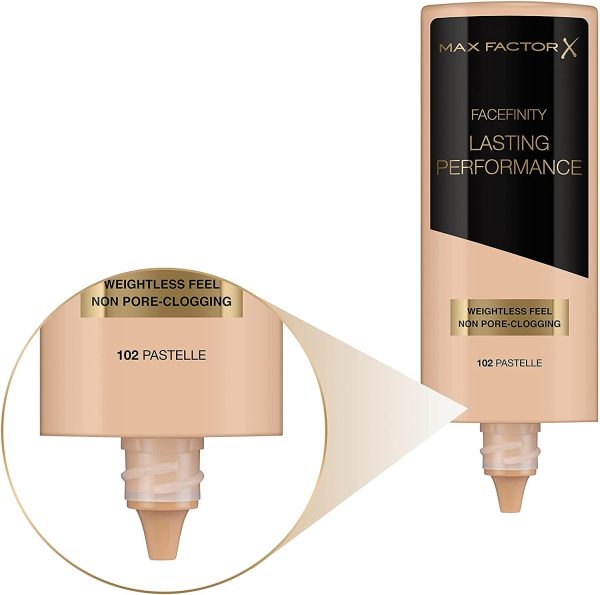 Max Factor Lasting Performance Fondotinta Liquido, Alta Coprenza, Finish Matte e Lunga Durata, 102 Pastelle, 35 ml - immagine 8