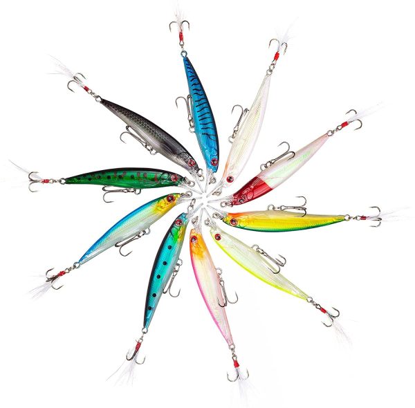 Weinsamkeit Esca da Pesca Spinning, 10 Pezzi 3D Esche Artificiali Esca Finta Pesca Mare, Fishing Lure per Trota Spigola Luccio, Pesca Accessori Kit per Acqua Dolce e Salata - immagine 5