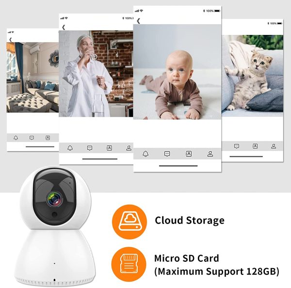 Telecamera IP Wi-Fi da interno orientabile 355??/90??, telecamera di sorveglianza PTZ da interno WiFi 2,4GHz&5GHz,audio a 2 vie,visione notturna IR,rilevamento del movimento,compatibile con Alexa - immagine 6