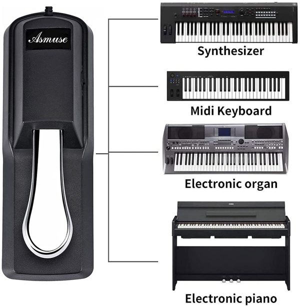 Asmuse Pedale Sustain Universal Non-Slip Damper Pedal Piano for Yamaha/Casio/Midi Keyboard/Tastiera Pianoforte Synthesizer Digitale Piano and Organ - immagine 4