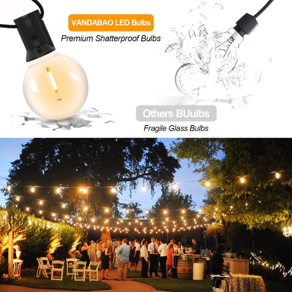 Catena Luminosa Esterno - 11m Luci da Esterno Giardino,30+2 G40 Lampadine Lucine da Esterno Catene Luminose Esterni Decorative per Natale Terrazzo Matrimonio Partito