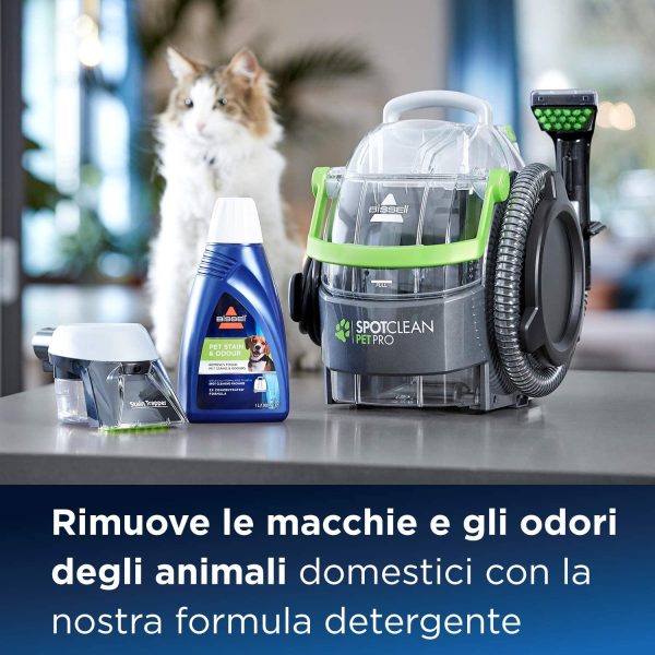 BISSELL SpotClean Pro Pet 15585 Pulitore Portatile, Nero Verde - immagine 5