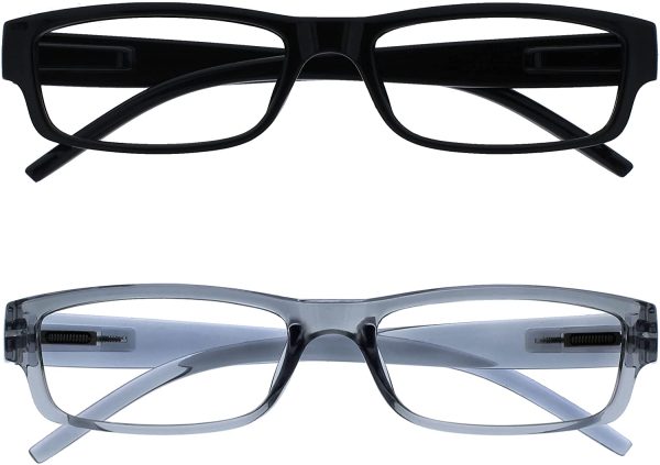 The Reading Glasses Company Nero E Grigio Leggero Comodo Lettori Valore 2 Pacco Uomo Donna Rr32-17 +1,00 - 58 Gr - immagine 6