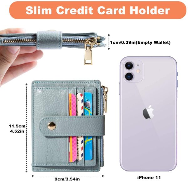 BTNEEU Porta Carte di Credito in Pelle RFID Blocco Portafoglio Sottile con Portamonete, Porta Carte di Credito con Cerniera, Portamonete Donna Piccolo Portafoglio Uomo Slim con 9 Slot Schede (blu) - immagine 5