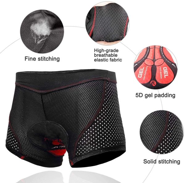 X-TIGER Ciclismo Uomo 5D Gel Imbottito Boxer Traspirante Biancheria Intimo Mutande Pantaloncini da Ciclismo Bici - immagine 6