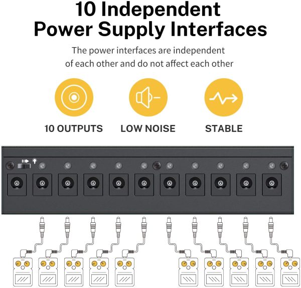 Donner Alimentatore per Pedali Chitarre elettriche multi-output isolati con Adattatore di Alimentazione e Cavi Versione DP-1 - immagine 3