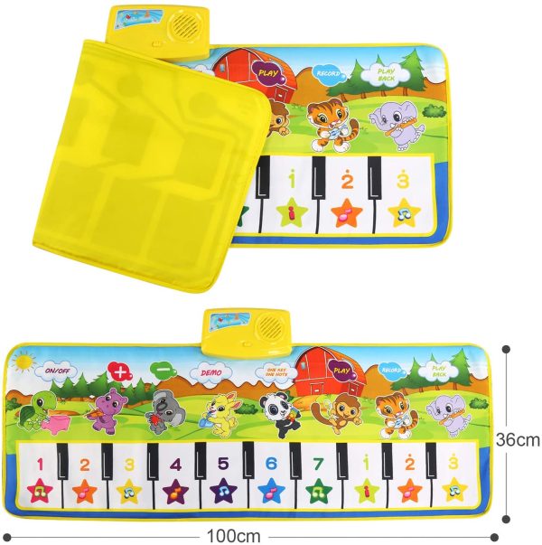 NEWSTYLE Tappeto Musicale Bambini,Tappetino per Pianoforte con8 Suoni Strumenti,Tappeto Danza Musicale Tocco Mat Educativo Giocattolo per Bambini 1 2 3 4 5 Anni (100 x 36cm) - immagine 2