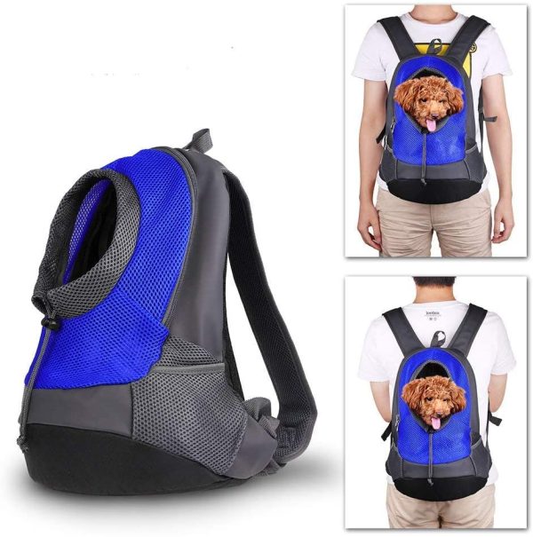 NHSUNRAY Pet Carrier zaino per piccolo cane gatto Puppy(8kgs Max) On-the-Go viaggio Pet anteriore posteriore borsa Soft traspirante Mesh Pup Pack 42 * 38 * 20cm (Blu)