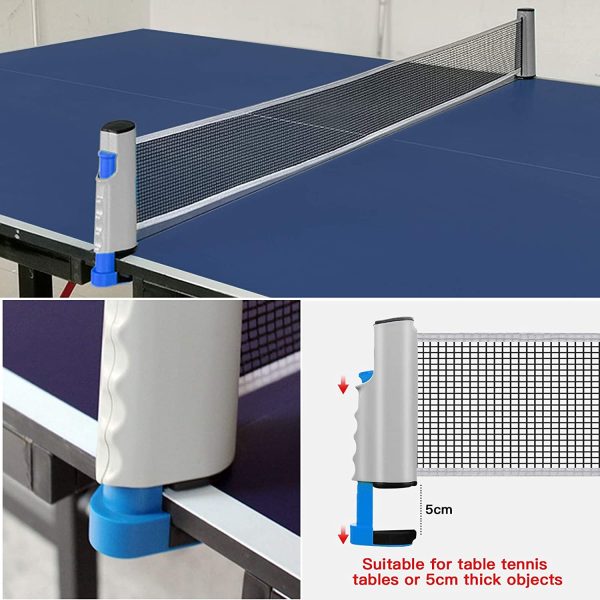 Set da Ping Pong, Set di Racchette Ping Pong, 2 Racchette da Ping Pong, Rete Estensibile, 3 Palline da Ping Pong, Borsa in Rete, per Principianti, Famiglie e Professionisti - immagine 4