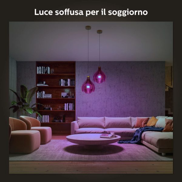 Philips Hue White&Color Ambiance Lampadina Smart Led, Bluetooth, Controllo Vocale, Dimmerabili, E27, A60, 6,5W,