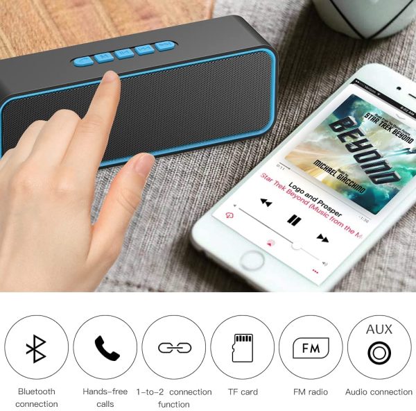 Altoparlante Bluetooth, Casse Portatili Bluetooth 5.0 con Bassi Stereo 3D Hi-Fi Mani Libere, Batteria Integrata da 1500 mAh, 12 Ore Playtime, Supporto TF Carda e 3.5mm Audio (Blu) - immagine 2