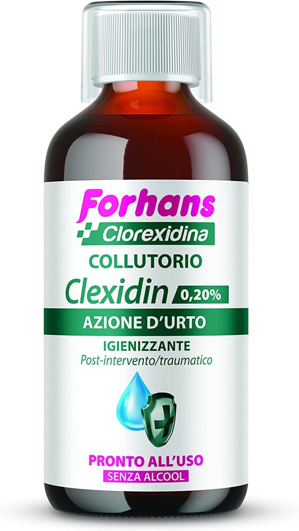 Forhans Clorexidina, Collutorio Clexidin 0,20%, Antisettico Con Clorexidina, Azione D'urto, Trattamento Post Intervento, Contrasta Le Infezioni Del Cavo Orale, Senza Alcol, Sapore Gradevole, 200ml, Clexidin Colluttorio 0,20% - immagine 4