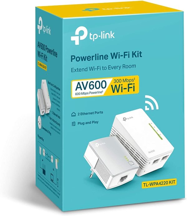 TL-WPA4220 Kit Powerline WiFi, AV600 Mbps su Powerline, 300 Mbps su WiFi 2.4 GHz, 2 Porte Ethernet, Plug and Play, WiFi Clone, HomePlug AV (Kit Contiene 1 Ricevitore e 1 Extender) - immagine 2