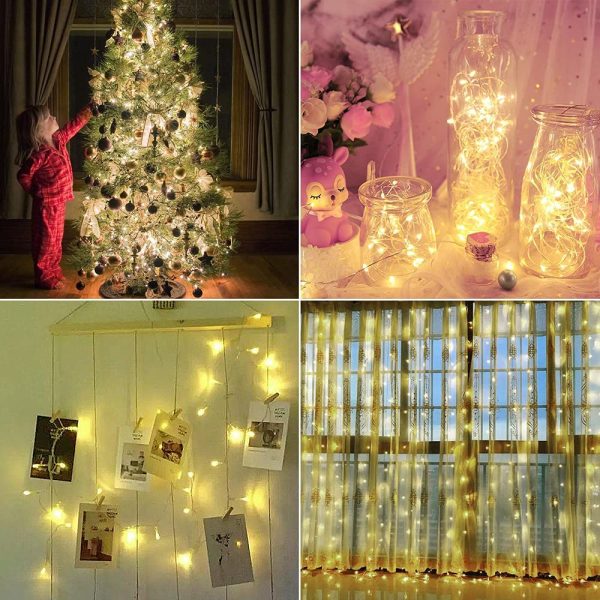 Led Stringa Luci con USB,  12M 120LED Rame filo Ghirlanda Catena Luminose Lucine Fata Luci per Natale Matrimonio Decorative Festa Interno Natalizie letto Camera (Bianco Caldo) - immagine 7