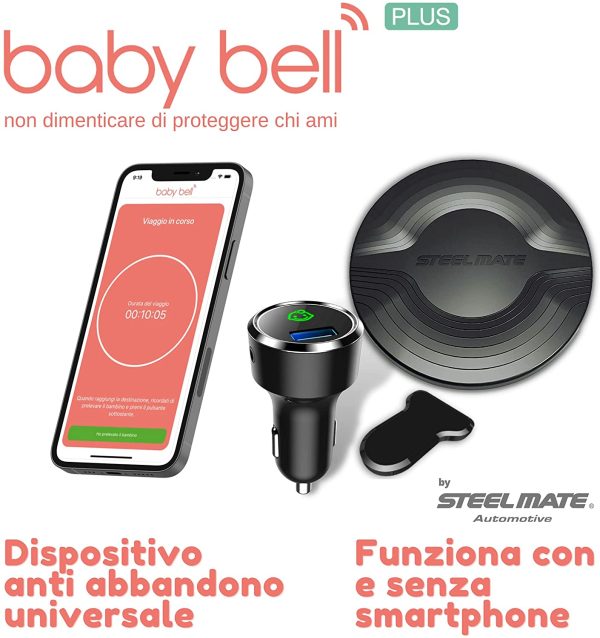 Dispositivo anti abbandono Steelmate Baby Bell Plus | universale 100% auto | espandibile | funziona anche senza smartphone - immagine 2