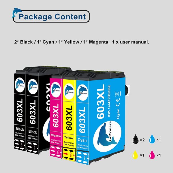 603XL Cartucce Compatibili per Epson 603 XL Multipack per Expression Home XP-2100 XP-2105 XP-3100 XP-4100 Workforce WF-2810 WF-2830 WF-2850 (2 Nero, 1 Ciano, 1 Magenta, 1 Giallo) - immagine 6