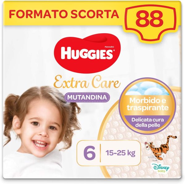 Huggies Extra Care Pannolini Mutandina Taglia 6 (15-25 Kg), Confezione da 88 Pannolini Mutandina - immagine 3