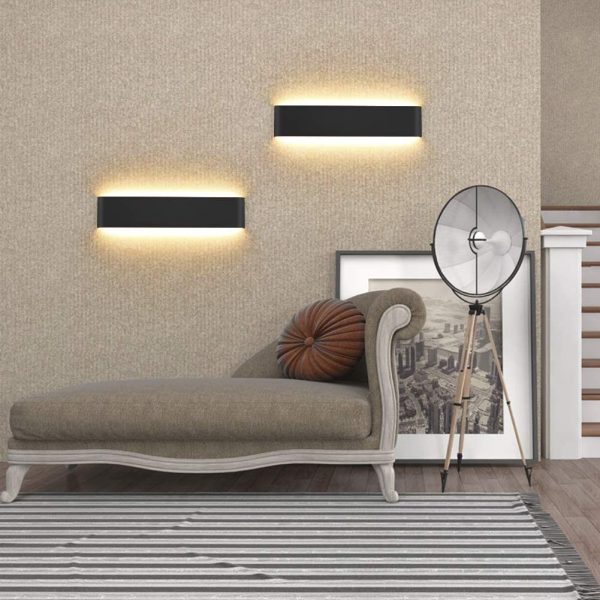 2 Pezzi Applique da Parete 41cm Interno LED, 14W 1340 Lumen Lampade da Parete Moderne in Alluminio, Lampada Muro per Soggiorni, Camere da letto, Corridoi, 3000K Bianco Caldo, Nero - immagine 6