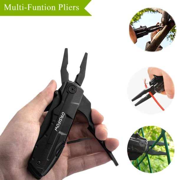 Coltello Multiuso, 15 in 1 Coltello Svizzero Coltellino Multiuso Tascabile con Cacciavite Apri Bottiglia per Campeggio, Attività All'aperto | Coltello Multifunzione Incluso Torcia a LED - immagine 3