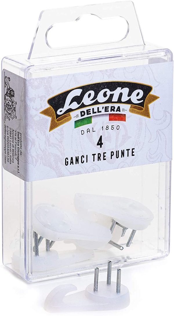 Leone Dell'Era 20 Ganci Piccoli Per Appendere Quadri Con Spilli In Acciaio Temprato Scatola Appendibile Made In Italy & 4 Ganci A Tre Punte Per Appendere Quadri Scatola Appendibile Made In Italy