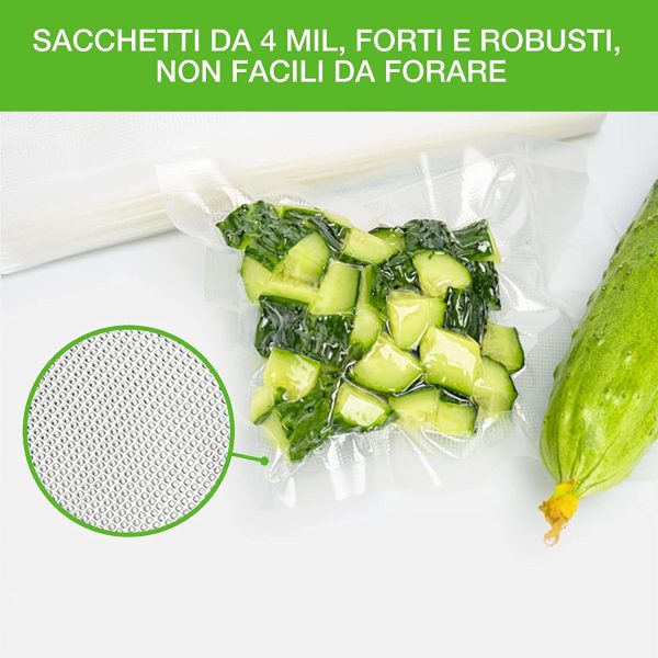 Sacchetti Sottovuoto Rotoli Goffrati per Alimenti - 6 rotolo 15|2x20|2x25|28 x300cm per Conservazione Alimenti e Cottura Sous Vide Compatibile con Qualsiasi Macchina per Sottovuoto - immagine 4