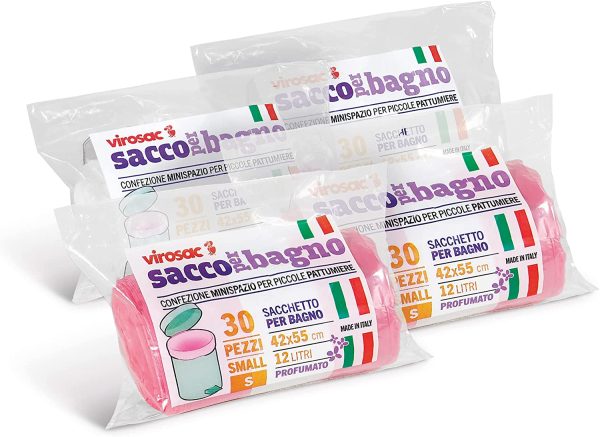 Virosac Sacco per Bagno Set Includere 60 Borse Bianche e 60 Borse Rosa, 42 cm x 55 cm Taglia - immagine 8