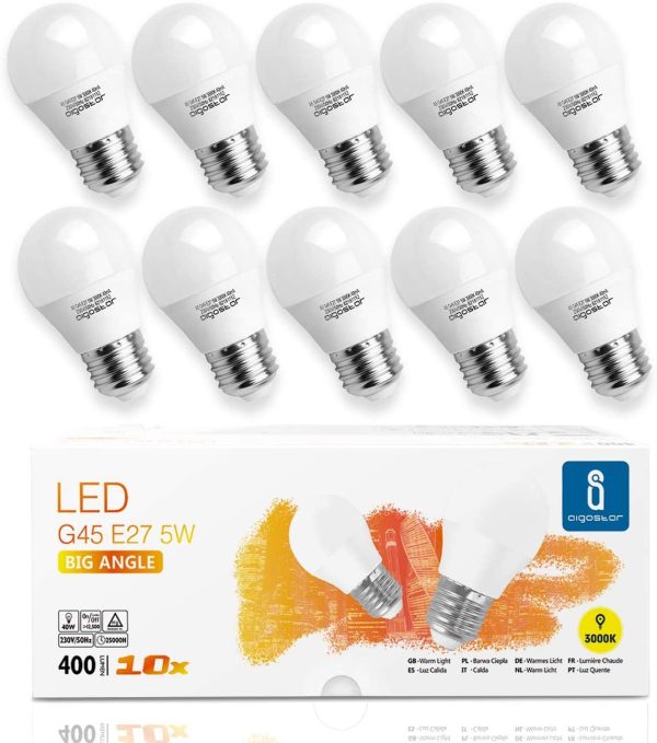 Lampadine LED E27 5W Luce Bianca Calda 3000K 400 Lumen, Mini Globo Lampadina Pacco da 10 [Classe di efficienza energetica A+] - immagine 5