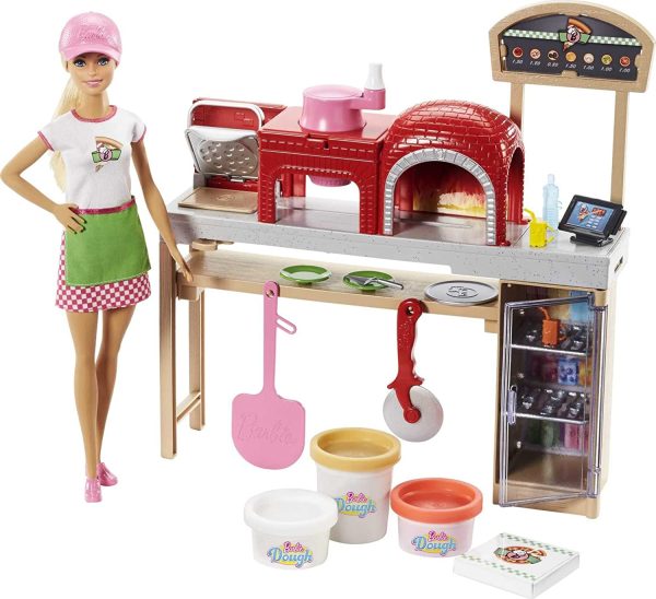 Barbie la Pizzeria con Bambola, Tavolo per Le Pizze, Forno e Pasta da Modellare, Giocattolo per Bambini 3 + Anni, FHR09, multicolore - immagine 5