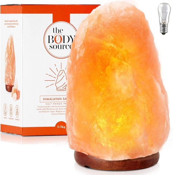 Lampada di Sale Himalayano (2-3 kg) con Varialuce, Completamente Naturale e Realizzata a Mano con Base in Legno - immagine 2